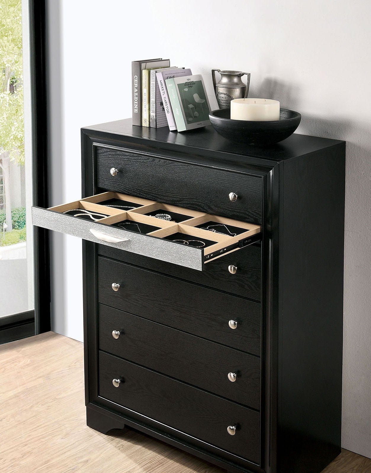 Furniture of America - Chrissy Chest in Black - CM7552BK-C View 2