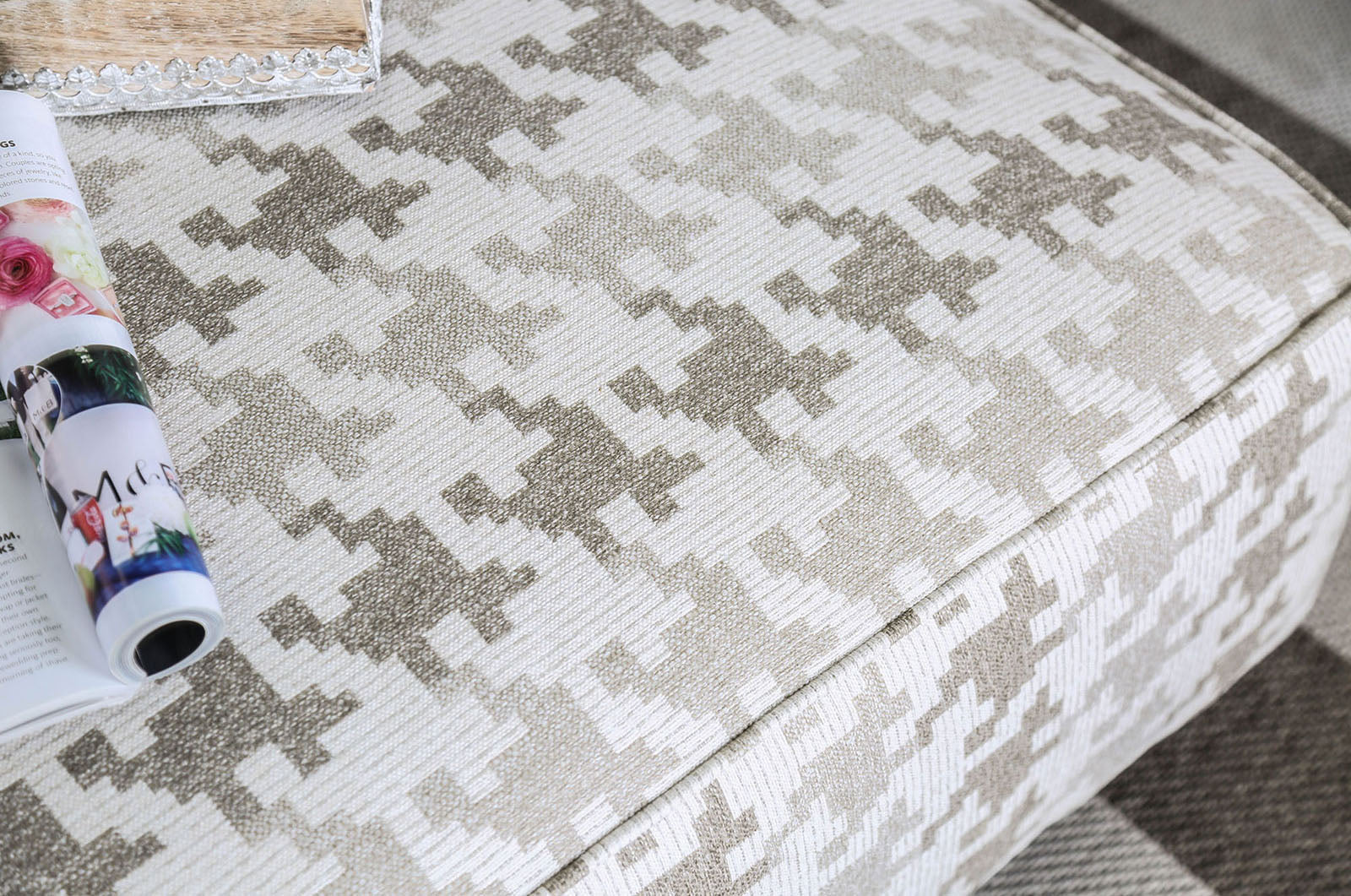 Furniture of America - Christine Ottoman in Light Gray/Pattern - SM8280-OT View 2