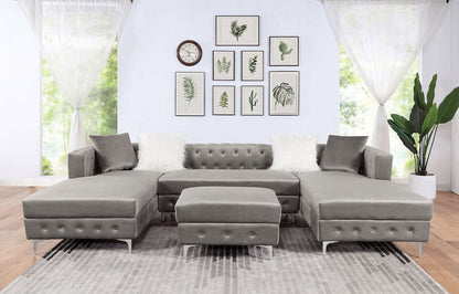Furniture of America - Ciabattoni Sectional w/ Ottoman in Gray - CM6256GY-SECT+OT View 1