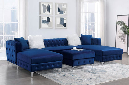 Furniture of America - Ciabattoni Sectional w/ Ottoman in Navy - CM6256NV-SECT+OT View 1