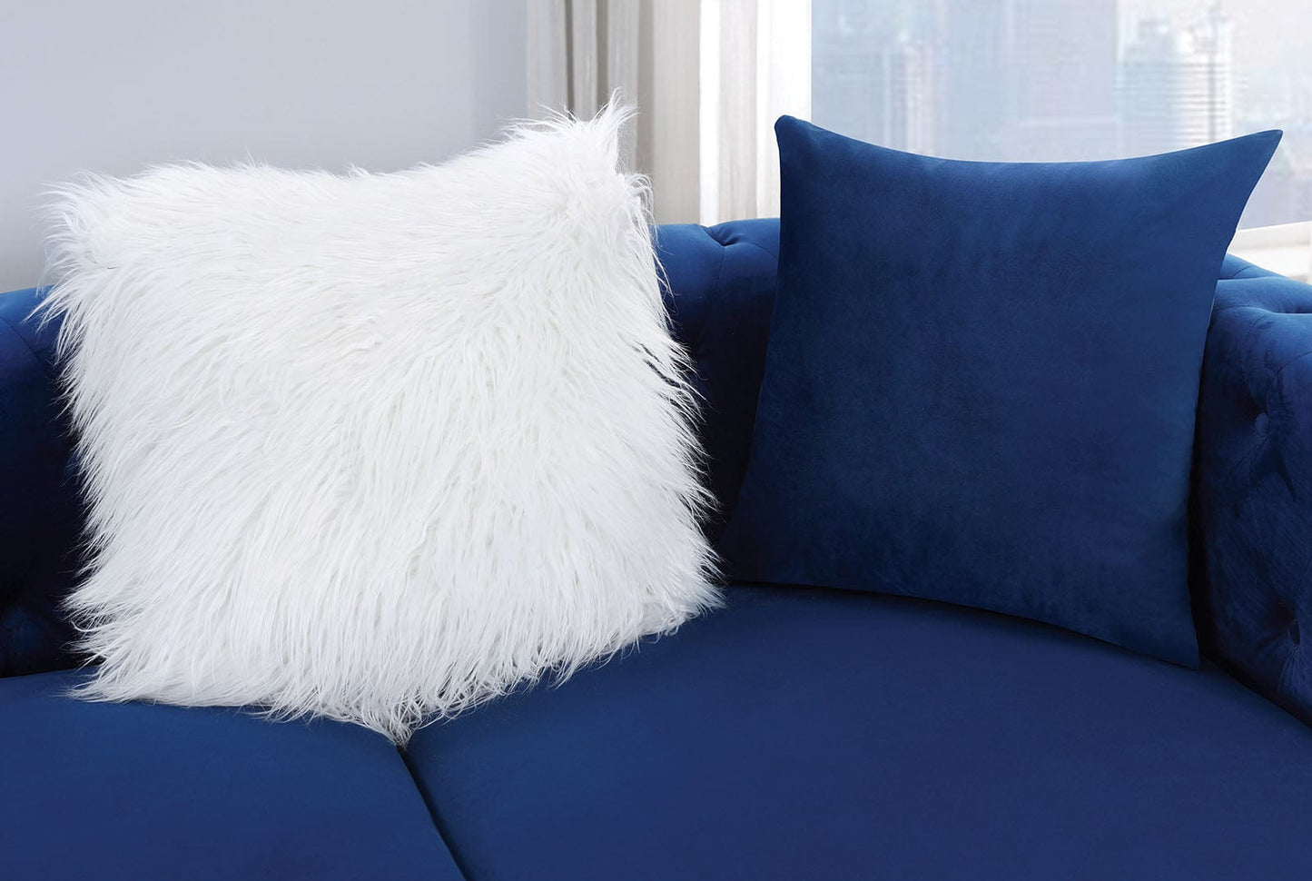 Furniture of America - Ciabattoni Sectional w/ Ottoman in Navy - CM6256NV-SECT+OT View 3