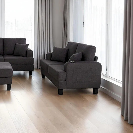 Furniture of America - Cinderford - Loveseat, Dark Gray - SL6936DG-LV-PK view 1