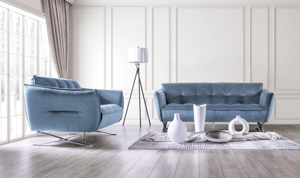Furniture of America - Civellutino Sofa + Loveseat in Light Blue - FM90004-2PC View 1