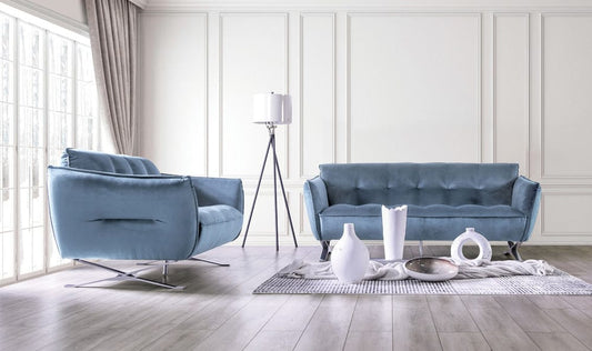 Furniture of America - Civellutino Sofa + Loveseat in Light Blue - FM90004-2PC View 1