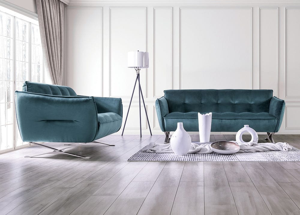 Furniture of America - Civellutino Sofa + Loveseat in Teal - FM90004TL-2PC View 1