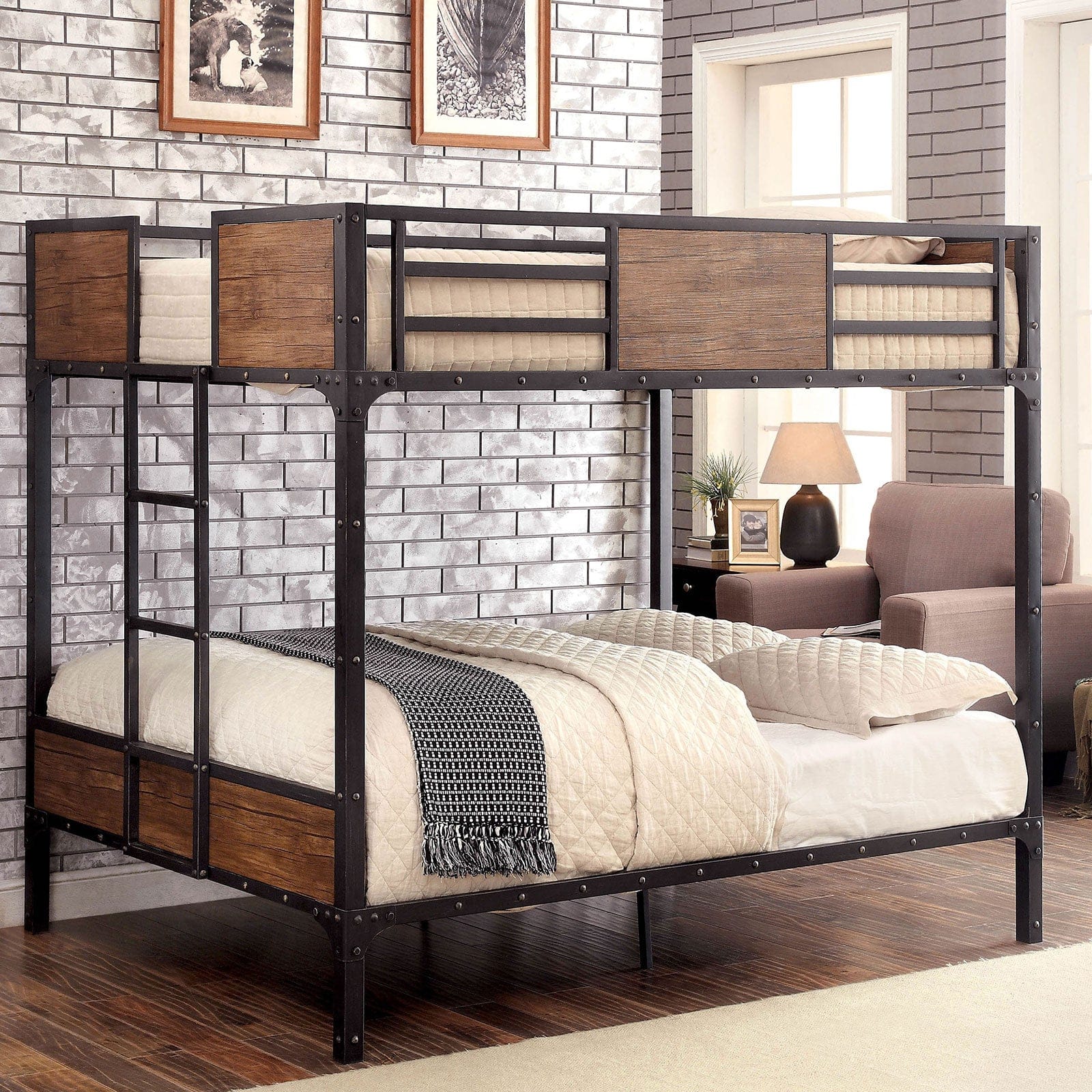 Furniture of America - Clapton Full/Full Bunk Bed in Black - CM-BK029FF View 2