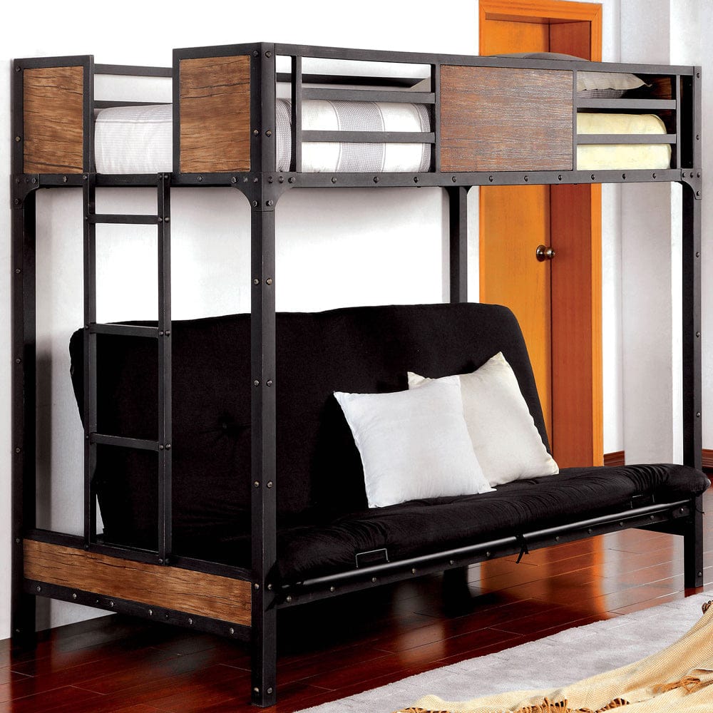 Furniture of America - Clapton Twin Bed w/ Futon Base in Black - CM-BK029TS View 2
