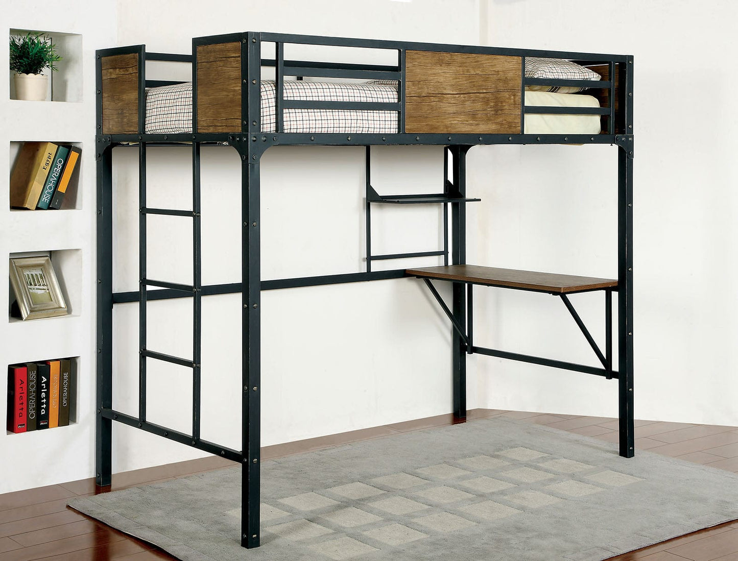 Furniture of America - Clapton Twin Bed w/ Workstation in Black - CM-BK029TD View 1