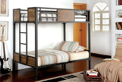 Furniture of America - Clapton Twin/Twin Bunk Bed in Black - CM-BK029TT View 2