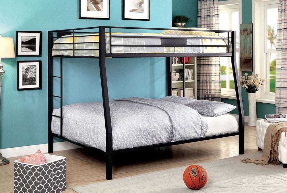 Furniture of America - Claren Full/Queen Bunk Bed in Black - CM-BK939FQ-BED View 1