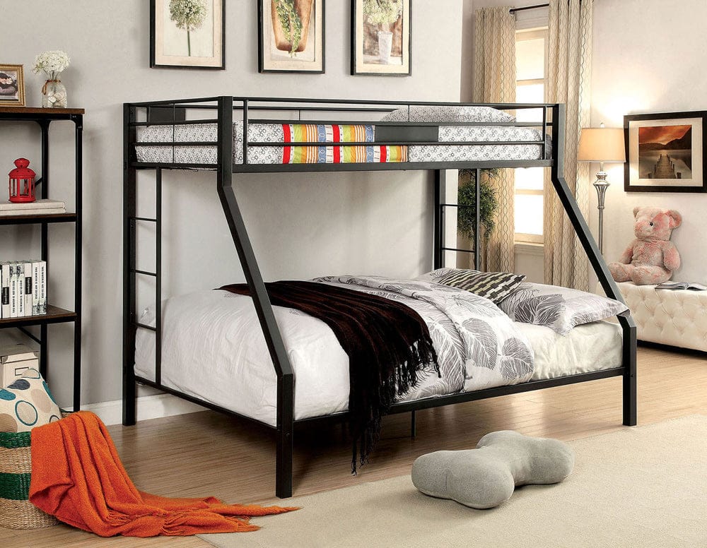 Furniture of America - Claren Twin XL/Queen Bunk Bed in Black - CM-BK939TQ-BED View 1