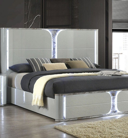 Furniture of America - Cleburne E.King Bed in Light Gray - FM72011LG-EK-BED