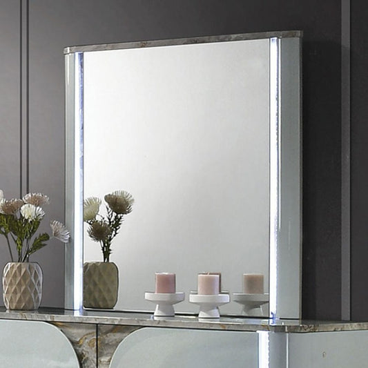 Furniture of America - Cleburne Mirror w/ LED in Light Gray - FM72011LG-M