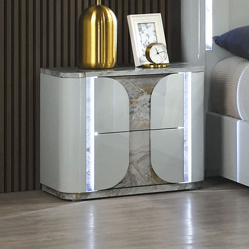 Furniture of America - Cleburne Nightstand w/ LED in Light Gray - FM72011LG-N