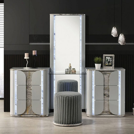 Furniture of America - Cleburne Vanity Set w/ Stool in Light Gray - FM72011LG-V-SET