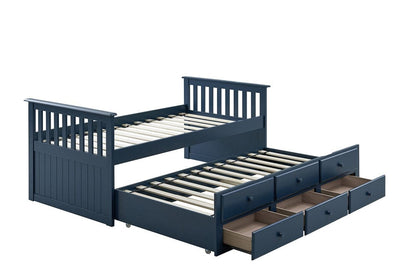 Furniture of America - Clemens Twin Captain Bed in Midnight Blue - FM-BK101BL-BED View 2