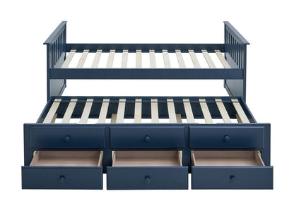 Furniture of America - Clemens Twin Captain Bed in Midnight Blue - FM-BK101BL-BED View 3