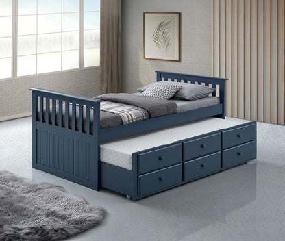 Furniture of America - Clemens Twin Captain Bed in Midnight Blue - FM-BK101BL-BED View 4