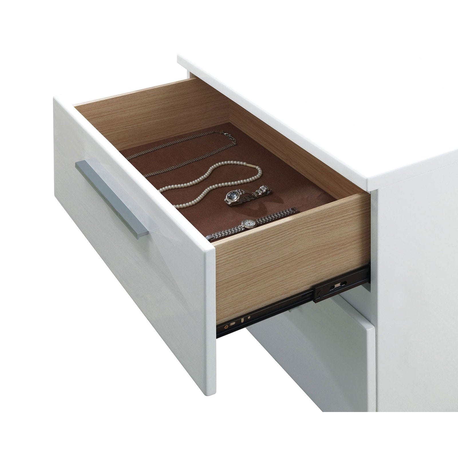 Furniture of America - Clementine Nightstand in Glossy White - CM7201N View 2