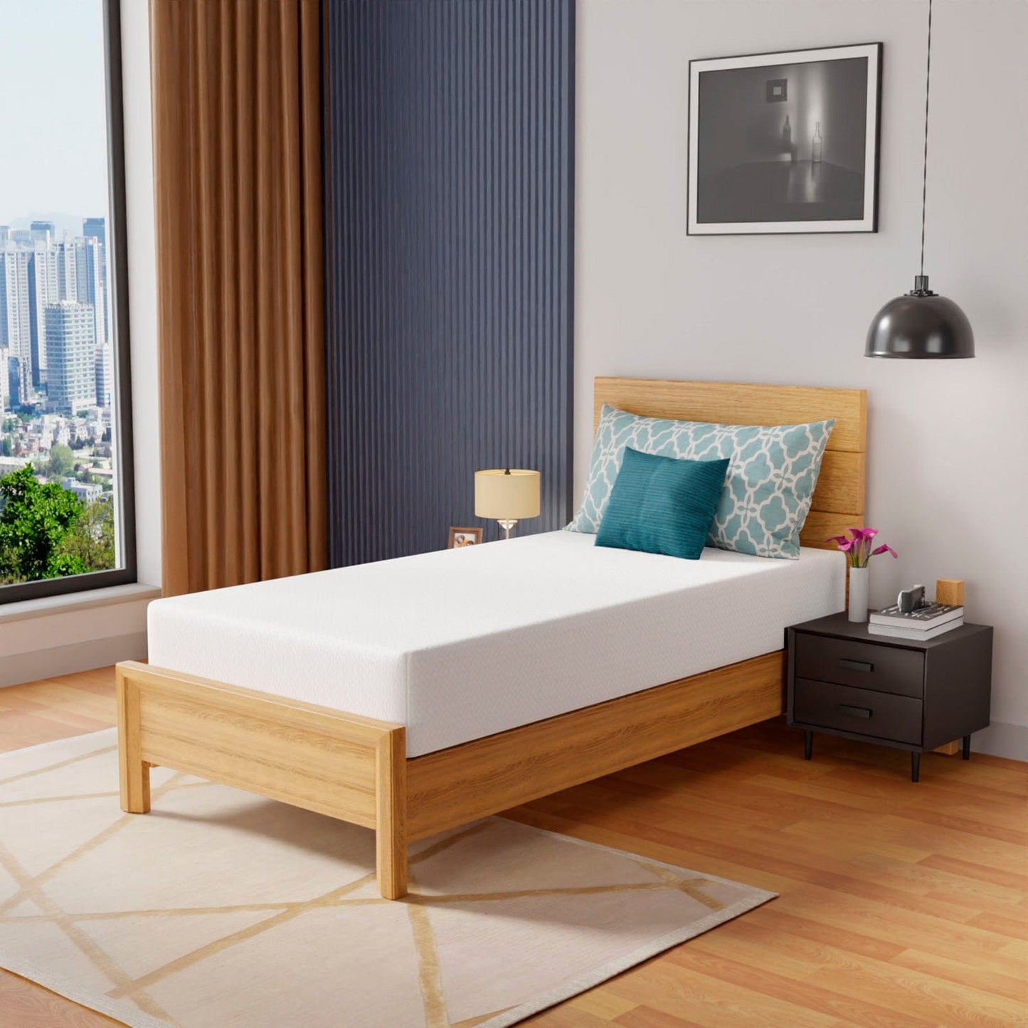 Furniture of America - Coreopsis 10" Twin Memory Foam Wave Comfort (Roll-In-A-Box) in White - DM610-T View 3