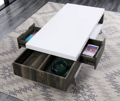 Furniture of America - Corinne Coffee Table in White/Distressed Dark Oak - FOA4535C View 3