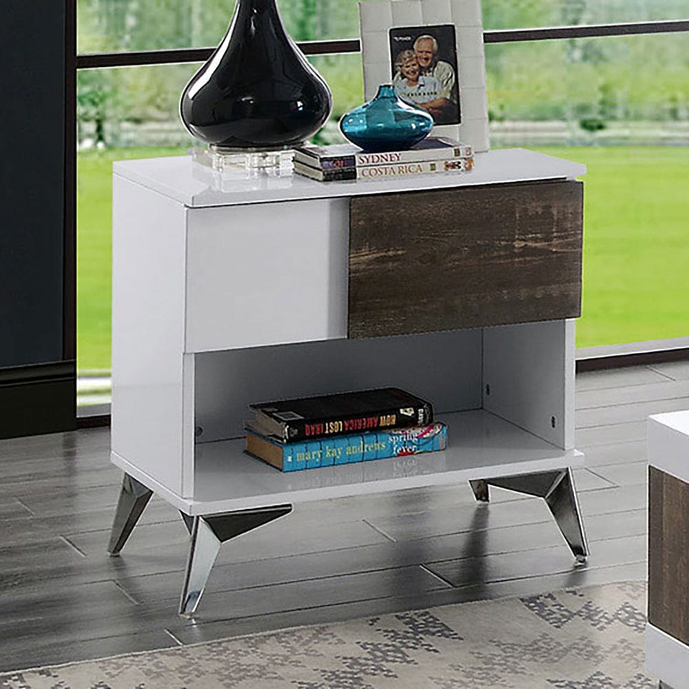 Furniture of America - Corinne End Table in White/Distressed Dark Oak - FOA4535E View 2