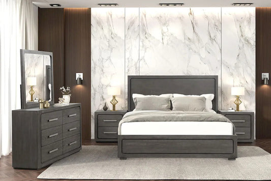 Furniture of America - Crowthorne - 4 Pc. Queen Bedroom Set w/ 2NS - Warm Gray - FM70100GY-Q-5PC-2NS view 2