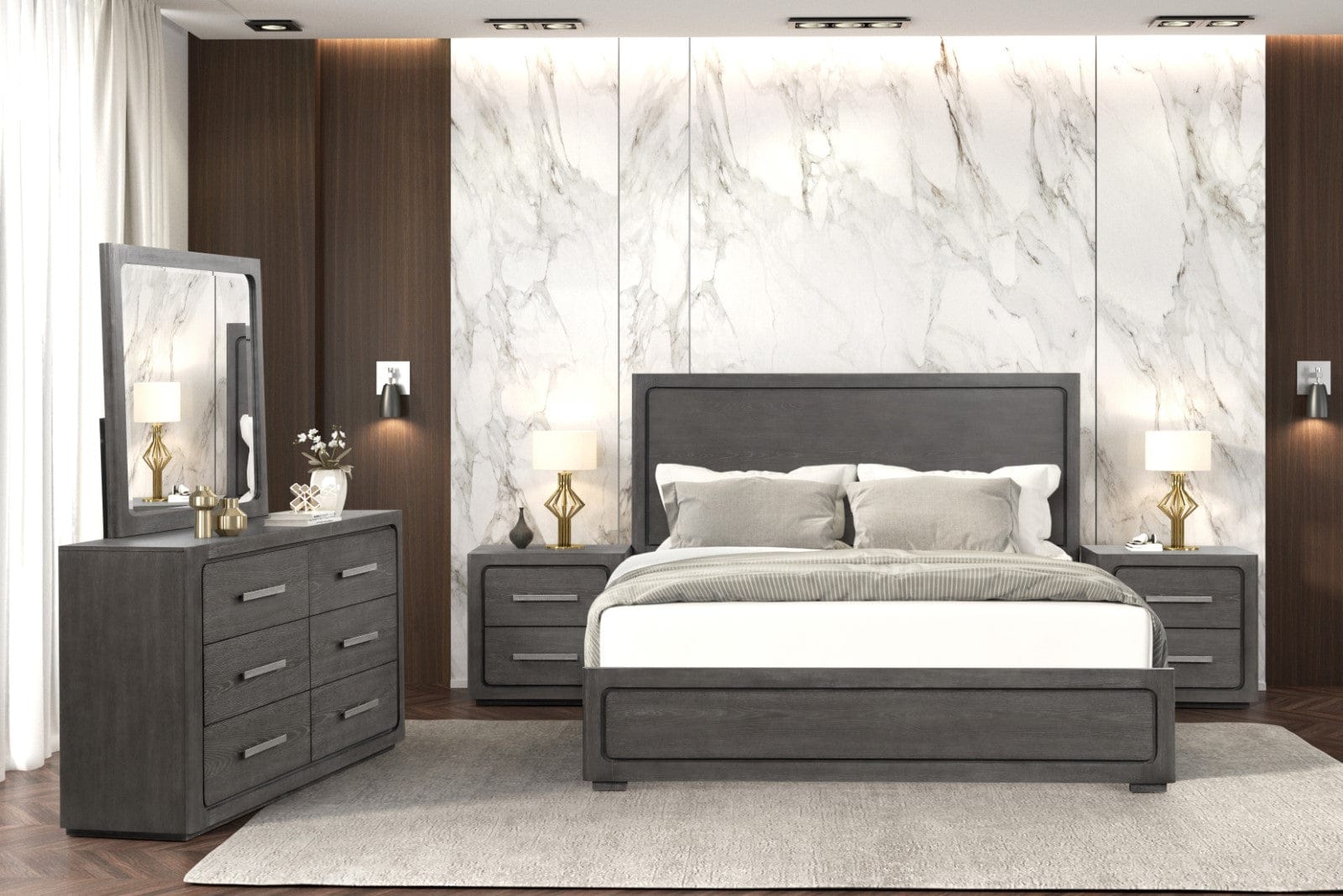 Furniture of America - Crowthorne E.King Bed in Warm Gray - FM70100GY-EK-BED View 5