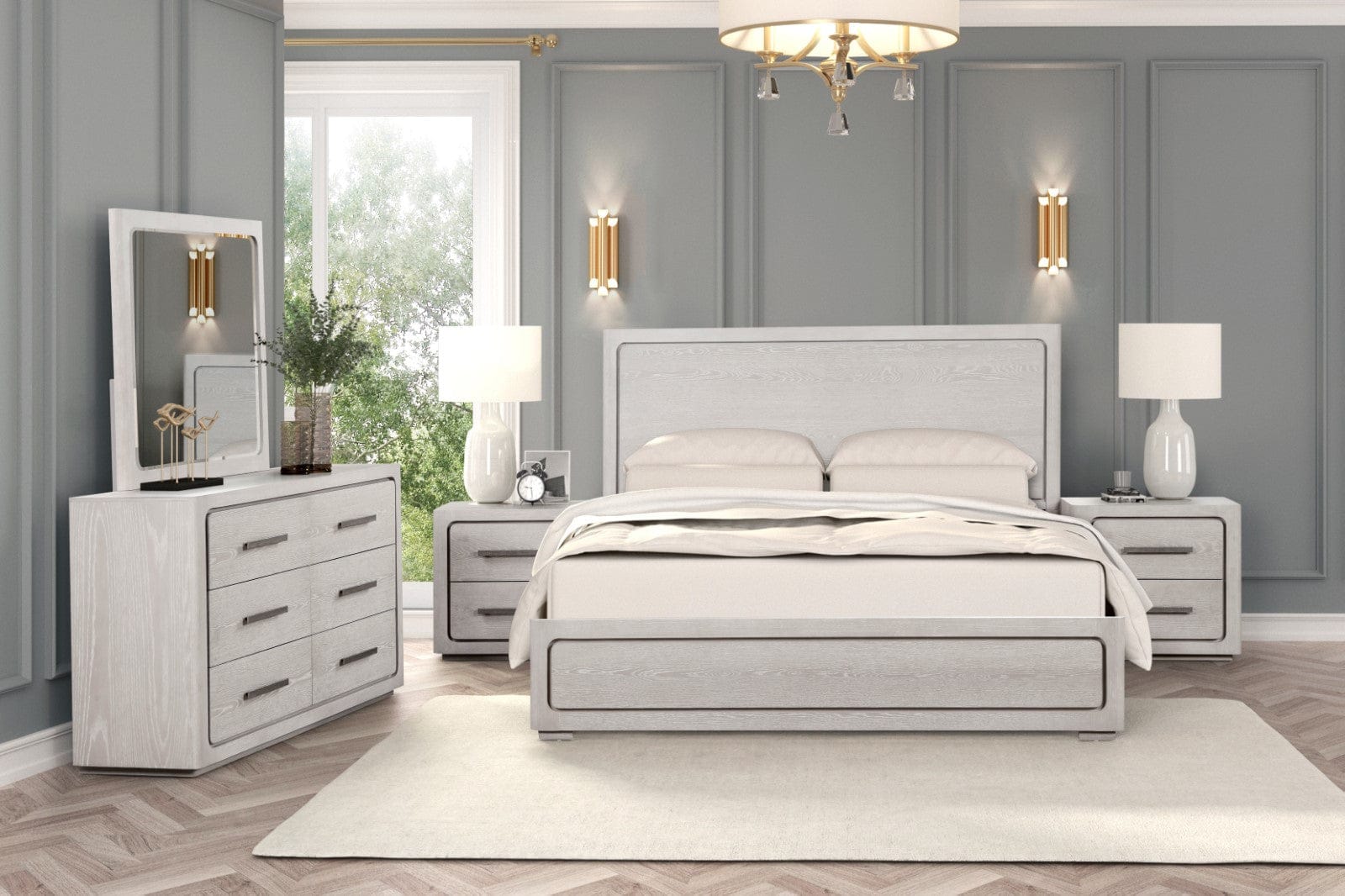 Furniture of America - Crowthorne Queen Bed in White Oak - FM70100AK-Q-BED View 5