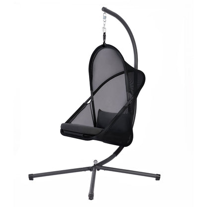 Furniture of America - Crush Swing Chair w/ Stand in Black - GM-1011BK-SET View 1
