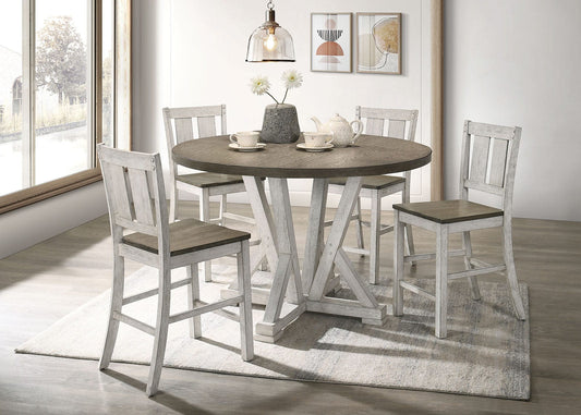 Furniture of America - Dakota Counter Ht. Chair Set of 2 in Antique White/Ash Brown - CM3289BR-PC-2PK View 2