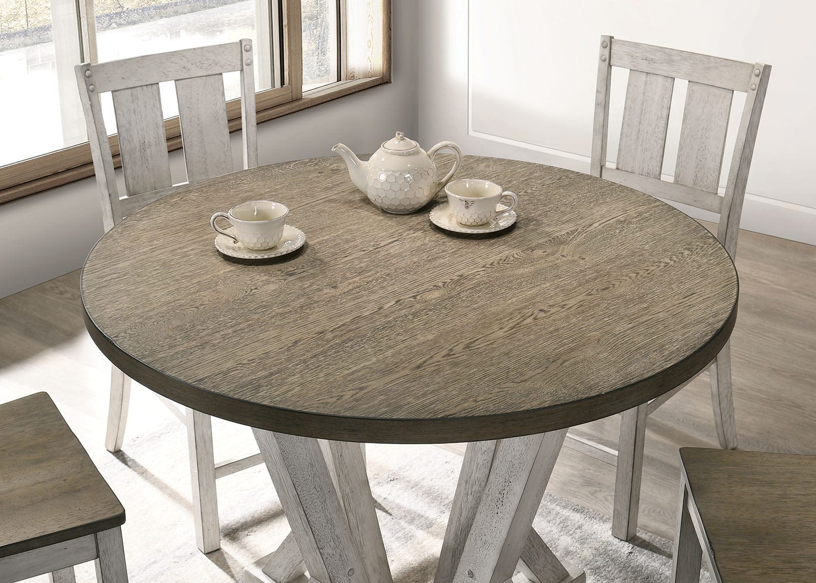 Furniture of America - Dakota Counter Ht. Table in Antique White/Ash Brown - CM3289BR-RPT-48-TABL View 2