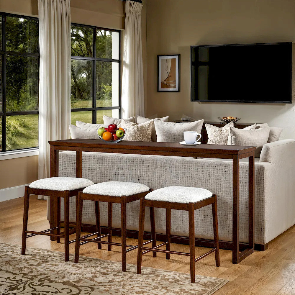 Furniture of America - Daventry - Sofa Table W/ 3 Backless Counter Ht Stools - FM44000WN-ST-4PK view 1