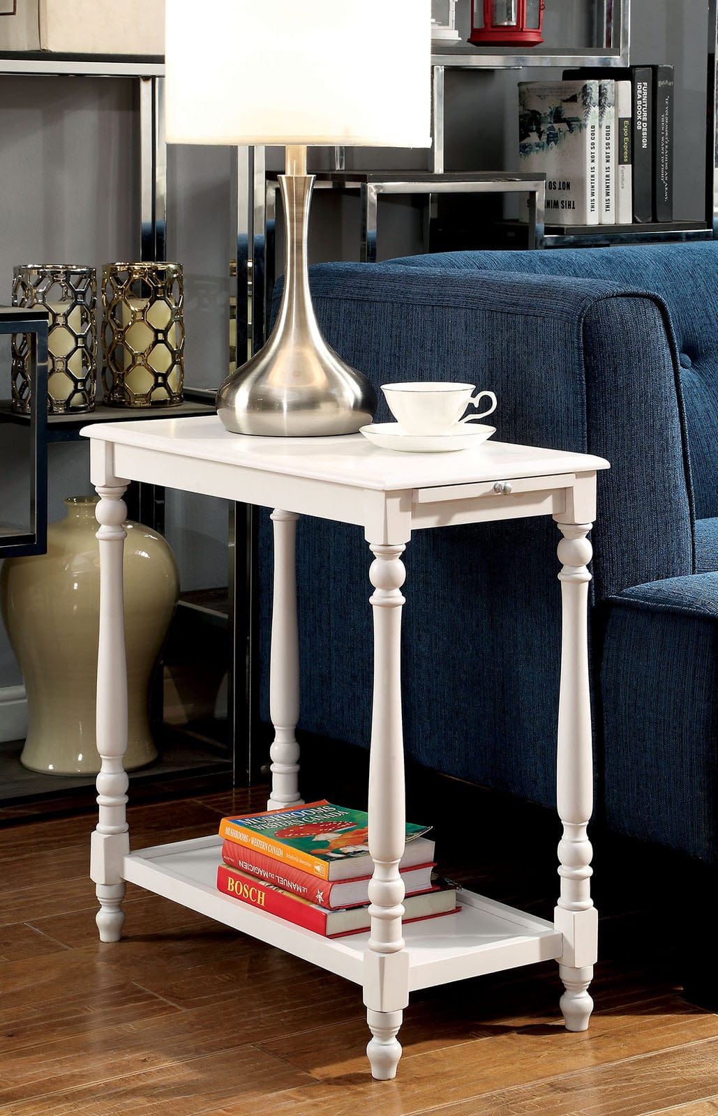 Furniture of America - Deering Side Table in White - CM-AC222 View 3