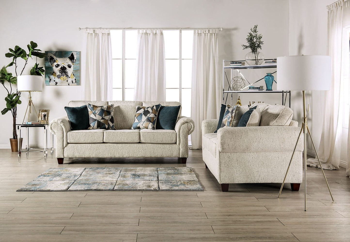Furniture of America - Delgada Sofa + Loveseat in Beige - SM7749-2PC View 2