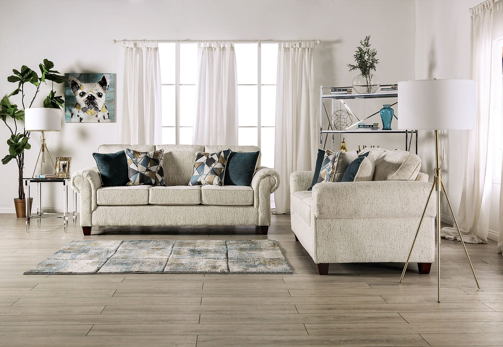 Furniture of America - Delgada Sofa + Loveseat in Beige - SM7749-2PC View 2
