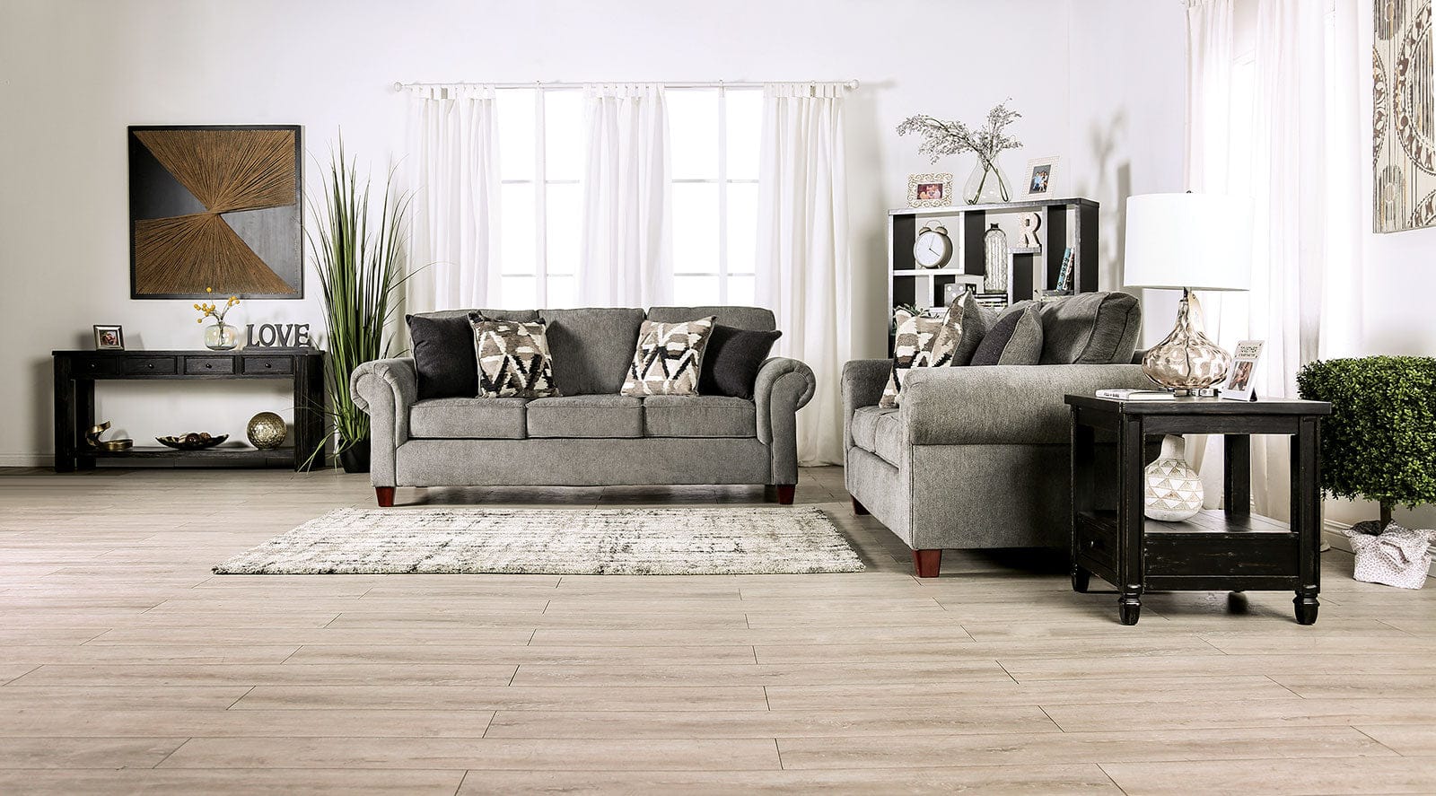 Furniture of America - Delgada Sofa + Loveseat in Graphite - SM7750-2PC View 2