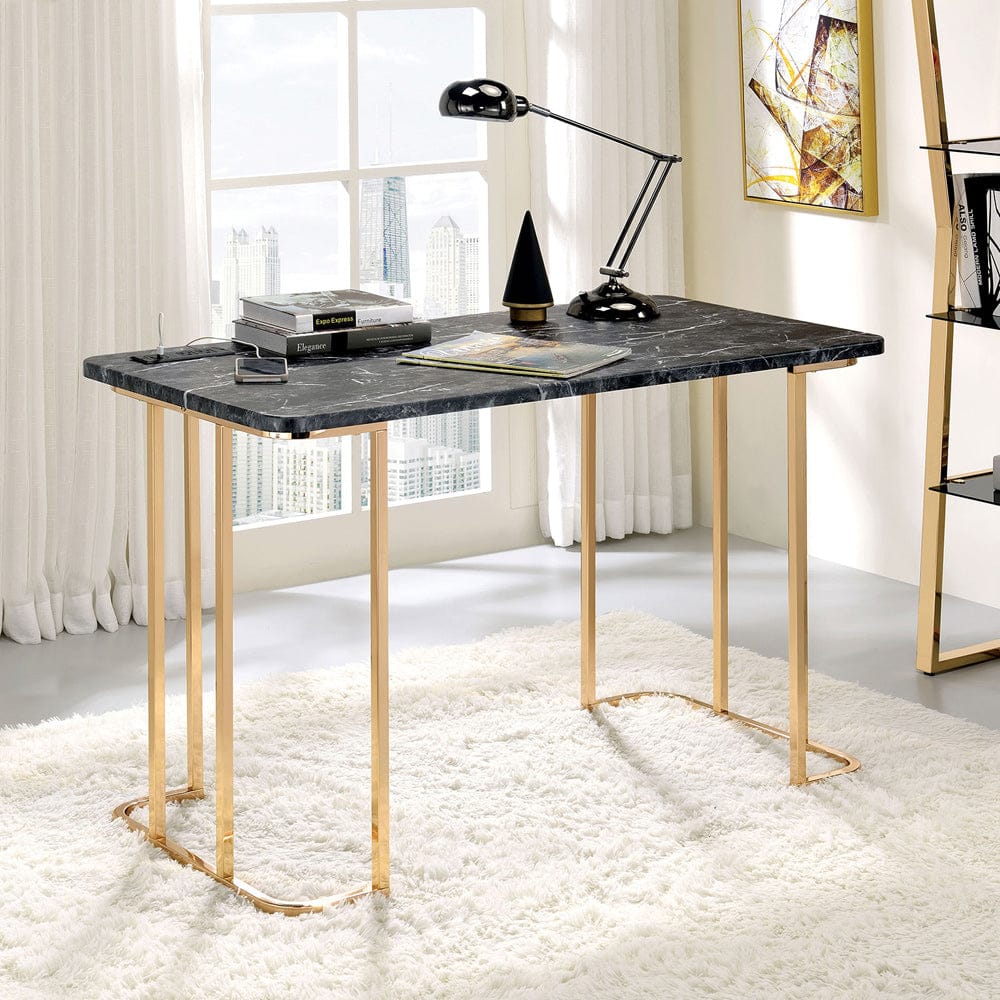 Furniture of America - Delphine Desk in Gold/Black - CM-DK919BK View 1