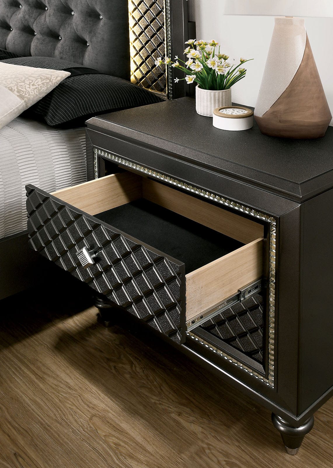 Furniture of America - Demetria Nightstand in Metallic Gray - CM7584N View 3