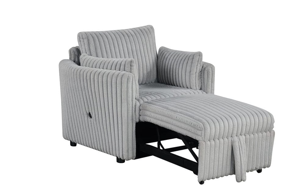 Furniture of America - Denholme Chair w/ Pull Out in Gray - SL64002GY-CH-PK View 1