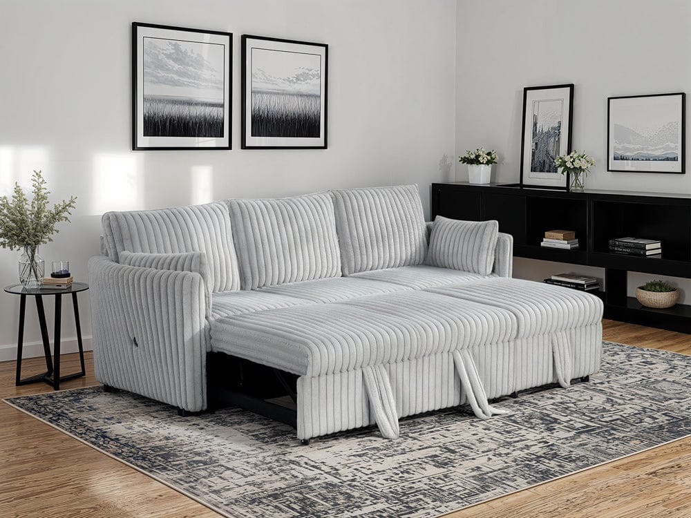 Furniture of America - Denholme Sectional w/ Pull Out in Gray - SL64002GY-SF-PK View 1