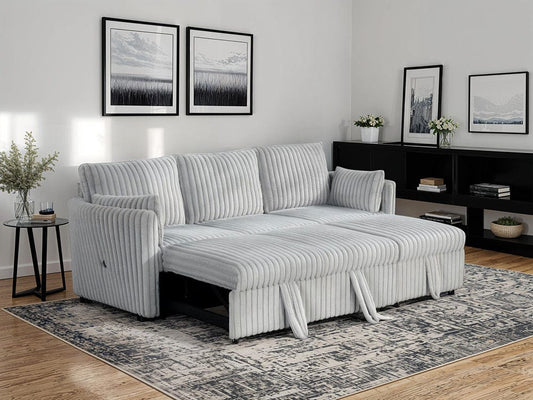 Furniture of America - Denholme Sectional w/ Pull Out in Gray - SL64002GY-SF-PK View 1