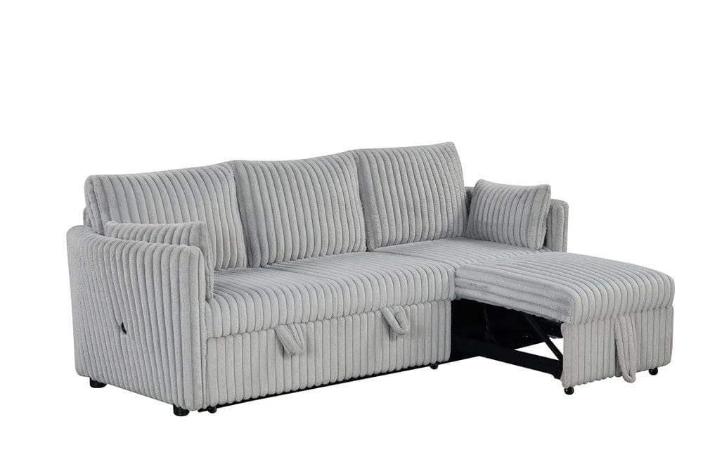 Furniture of America - Denholme Sectional w/ Pull Out in Gray - SL64002GY-SF-PK View 2