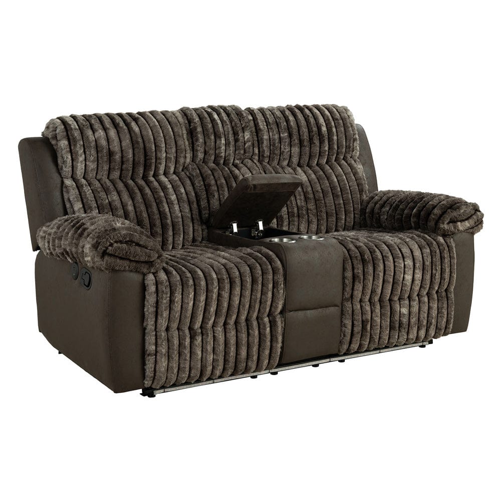 Furniture of America - Dionysus Manual Reclining Loveseat w/ Console in Brown - FM64003BR-LV-M View 1