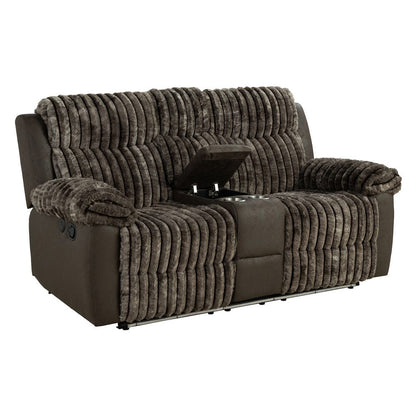 Furniture of America - Dionysus Manual Reclining Loveseat w/ Console in Brown - FM64003BR-LV-M View 1