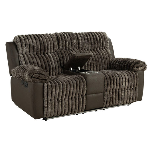 Furniture of America - Dionysus Manual Reclining Loveseat w/ Console in Brown - FM64003BR-LV-M View 1