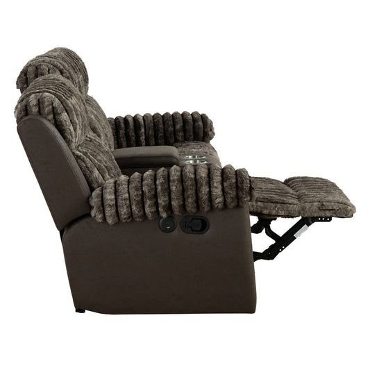 Furniture of America - Dionysus Manual Reclining Loveseat w/ Console in Brown - FM64003BR-LV-M View 2