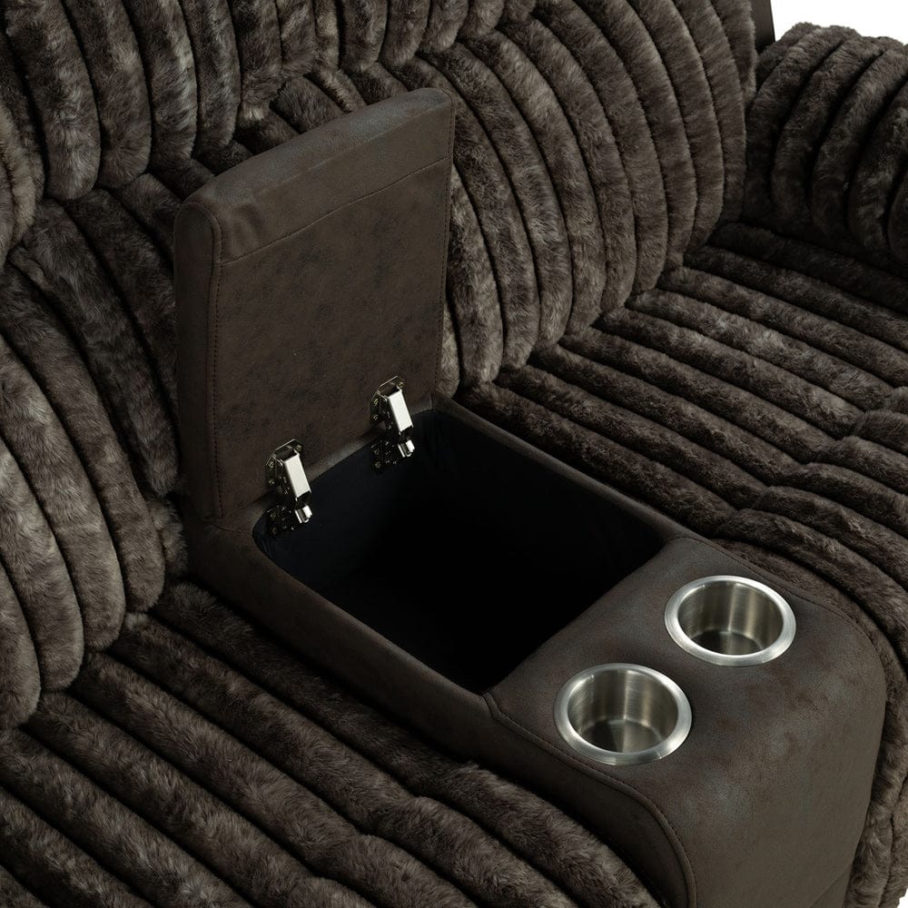 Furniture of America - Dionysus Manual Reclining Loveseat w/ Console in Brown - FM64003BR-LV-M View 3