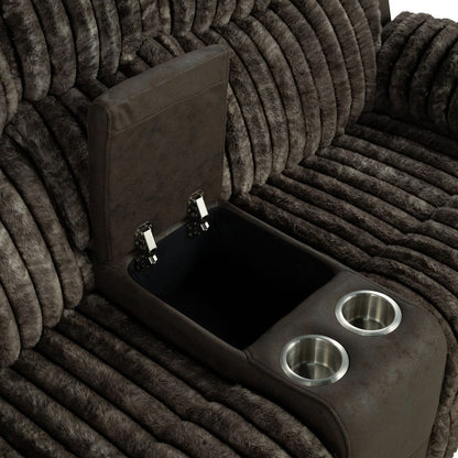 Furniture of America - Dionysus Manual Reclining Loveseat w/ Console in Brown - FM64003BR-LV-M View 3