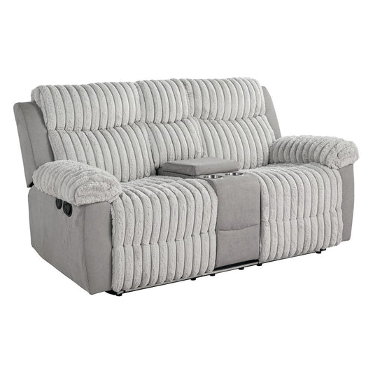 Furniture of America - Dionysus Manual Reclining Loveseat w/ Console in Gray - FM64004GY-LV-M View 1